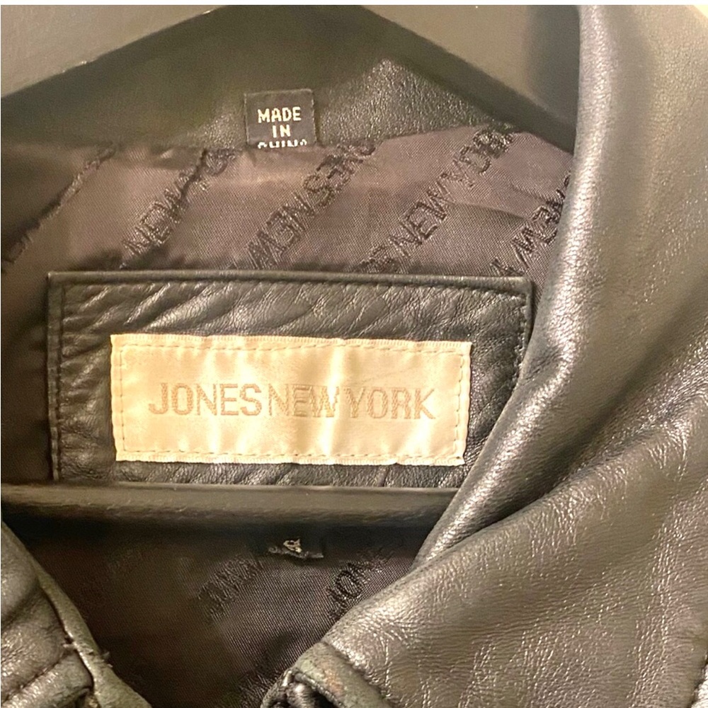 Jones New York Luxury Western Biker Design Leather Jacket - Picture 3 of 3